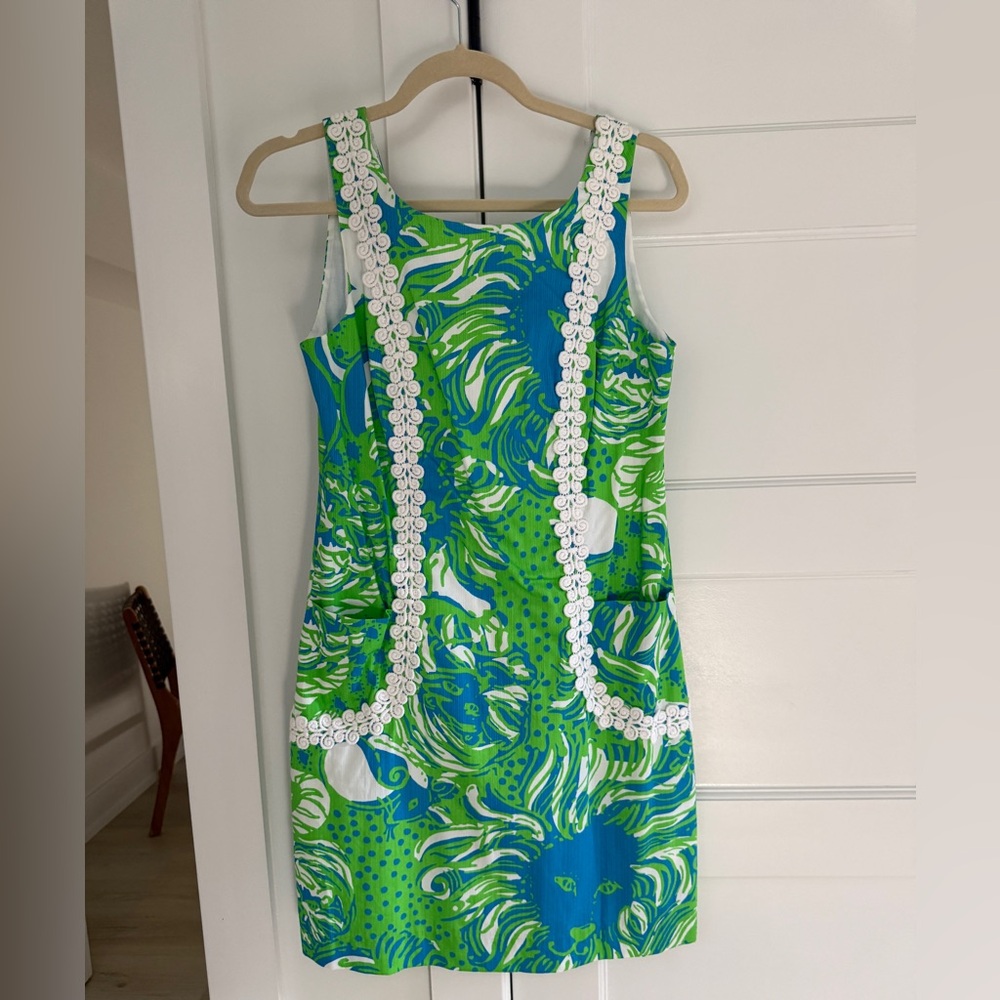 Lilly Pulitzer Limeade Green and Ocean Blue Tropical Shift Dress